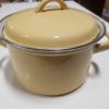 Yellow Enamel Pot with Lid for sale