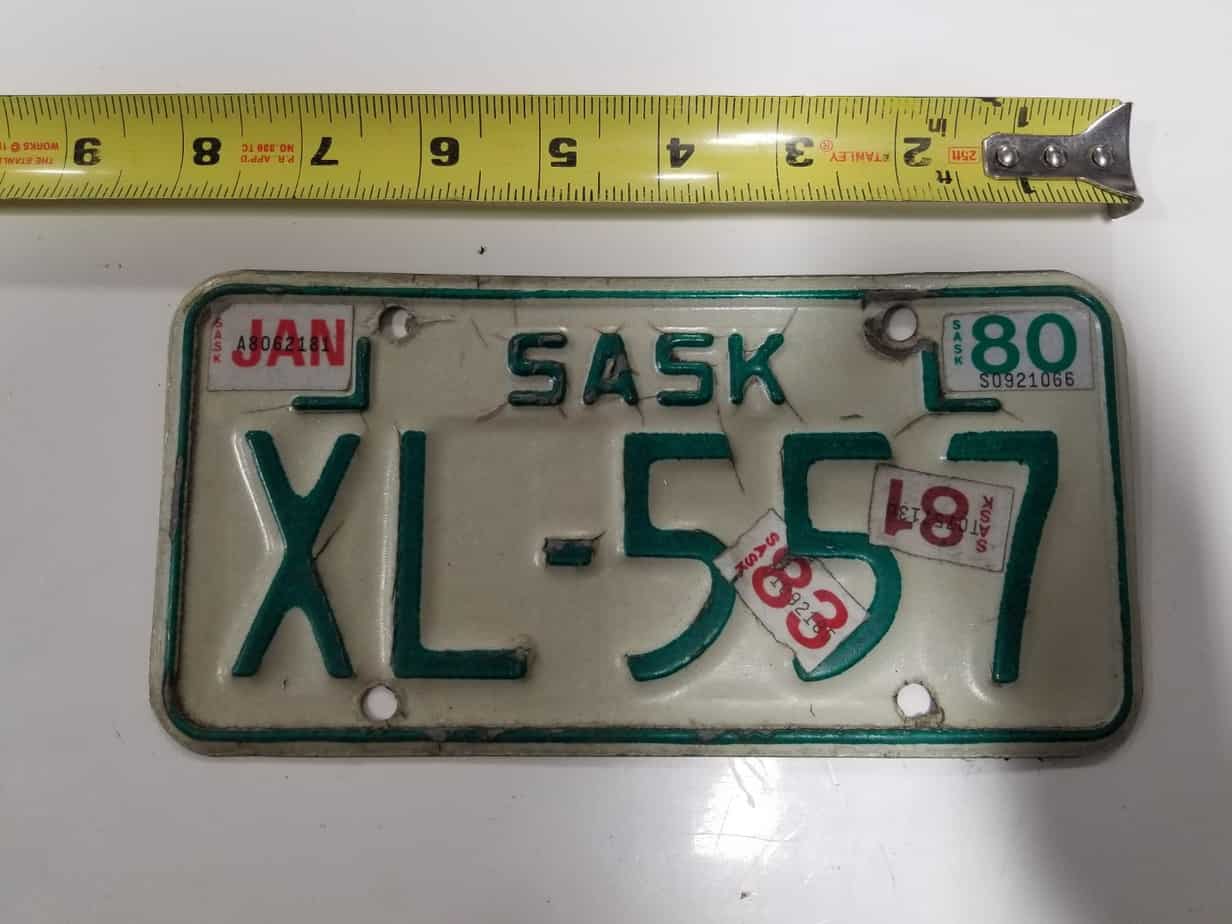 Saskatchewan Motorcycle License Plate for sale