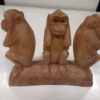 Hear No Evil See No Evil Speak No Evil Monkeys Wood Carving Paperweight for sale