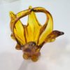 Vintage 6 point Starfish Amber Glass Basket Candy Dish for sale