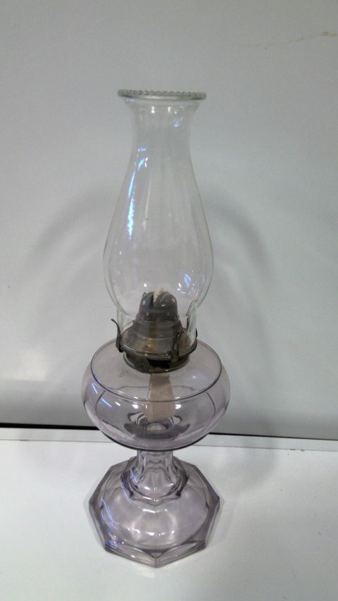 purple glass oil lamp