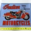 Indian Motorcycles Sales and Service Reproduction Tin Sign for sale