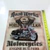 Road Works World Class Motorcycles Engine Builders Tin Wall Decor sign for sale