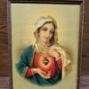 Vintage Sacred Heart Mother Mary Original Framed Print for sale