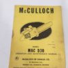 McCulloch Mac D30 Chainsaw Operation and Maintenance Manual - 1958 for sale