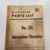 International Harvester McCormick No. 151 Harvester-Thresher Parts Manual for sale