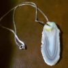 Blue Agate Slice Pendant on Silver Color Chain for sale