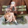 Capodimonte Porcelain Italian Old Woman Feeding Birds Sitting On Bench for sale