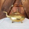 Vintage Brass Tea Kettle with Amber Glass Handle for sale