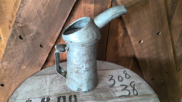 Antique 1 qt. Galvanized Oil Can with Spout for sale