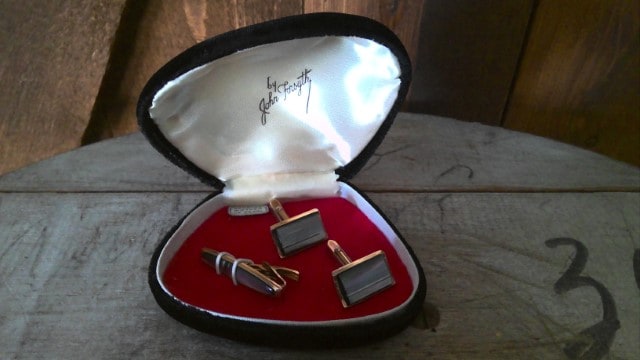 John Forsyth Vintage Cufflinks and Tie Clip Set for sale