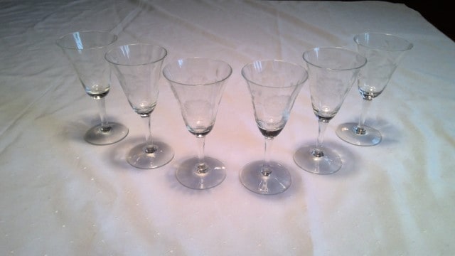 Hughes Cornflower Glass Stemware - 6" wine glasses set of 6 for sale