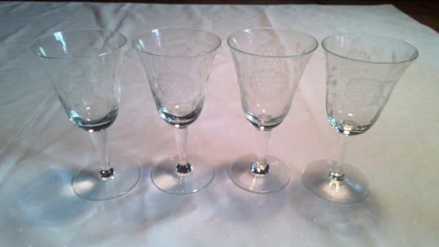 Hughes Cornflower Glass Stemware Wine Glasses - set of 4 for sale