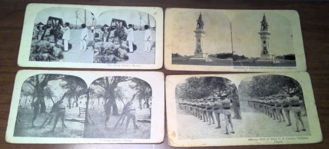 Lot of 4 antique early 1900s stereoview cards featuring the Philippines for sale