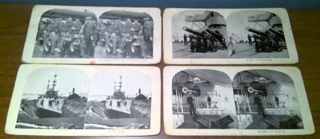 Lot of 4 antique WW1 Era Navy Stereoview cards for sale