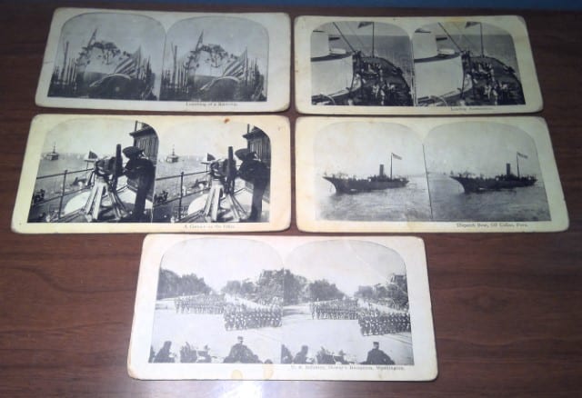 Lot of 5 antique pre WW1 U.S. Navy Stereoview cards for sale