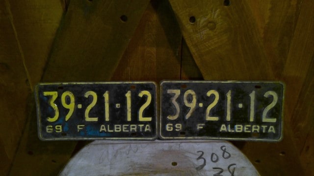 Matching set of 1969 Alberta Farm License Plates for sale