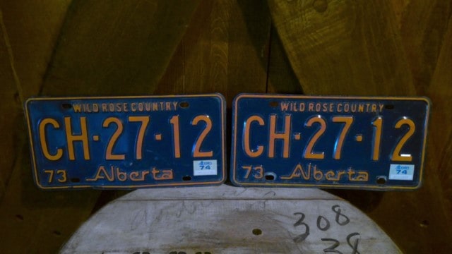 Matching set of 1973 Alberta License Plates for sale