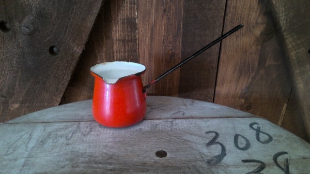 Vintage Orange Enamel Dipper for sale