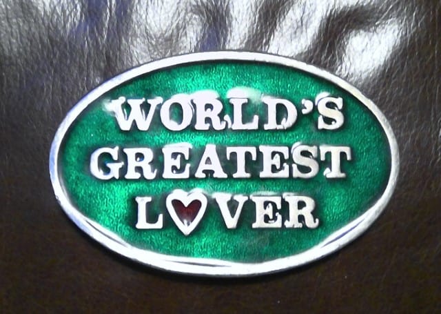 Vintage "World's Greatest Lover" Belt Buckle for sale