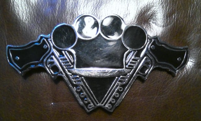 knuckles and double guns belt buckle for sale