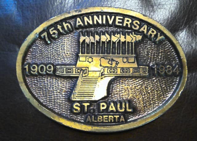 1984 St Paul Alberta 75th Anniversary Belt Buckle for sale