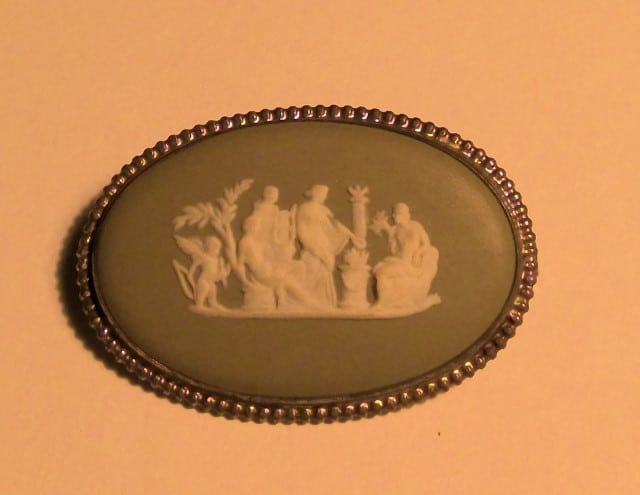 Wedgwood Green Jasperware Brooch for sale