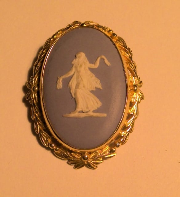 Vintage Wedgwood Blue Jasper Ware Brooch for sale