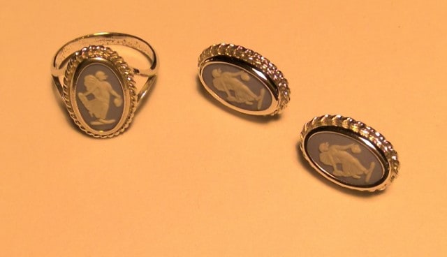 Vintage Wedgwood Ring and Earrings Set for sale