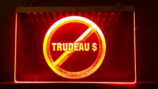 No Trudeau Money Light Up Sign for sale on Hein Ventures' online store