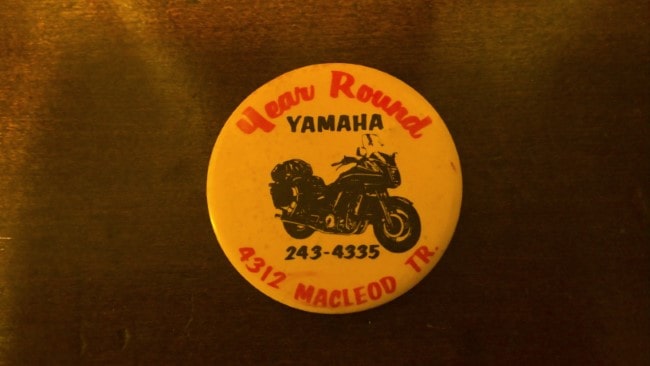 Vintage Year Round Yamaha Calgary Pinback for sale