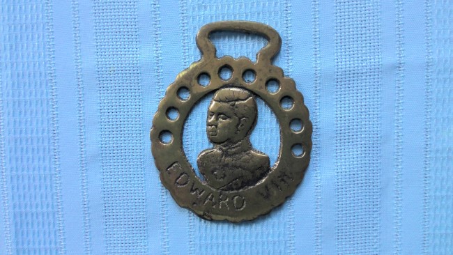 Vintage Edward VIII Brass Horse Medallion for sale on heinventures.ca