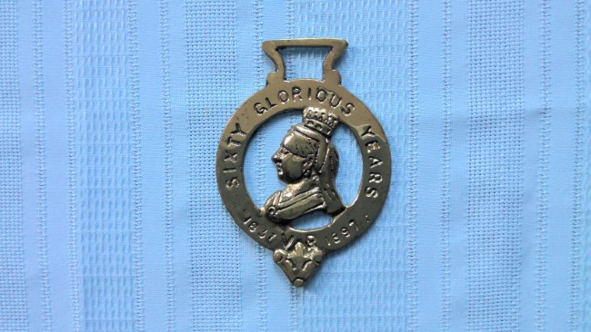 1897 Queen Victoria Diamond Jubilee Horse Brass Medallion for sale on Hein Ventures' online store