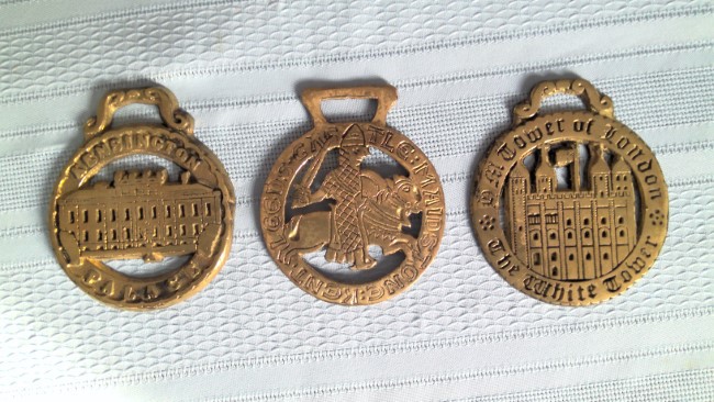 Lot of Three Brass Horse Medallions of London and Kent