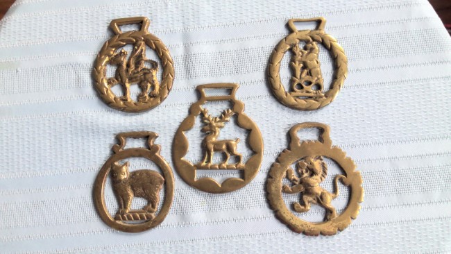 Lot of Three Assorted Brass Horse Medallions - Hein Ventures Inc.