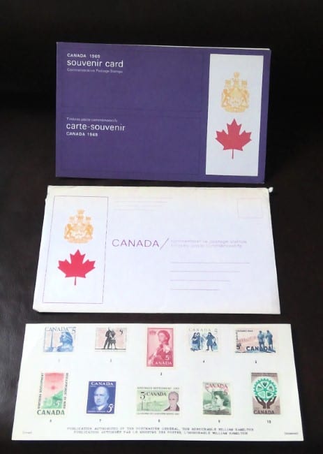 1969 Canada Stamps Souvenir Card (empty) and 1962 Stamp card for sale