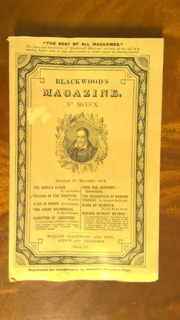 Blackwood's Magazine No.MCCCX December 1924 for sale