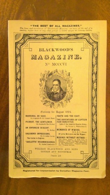 Blackwood's Magazine No. MCCCVI August 1924 for sale