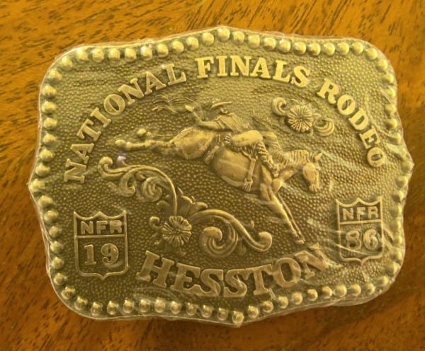 1986 Hesston National Finals Rodeo Mini Belt Buckle for sale