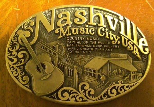 Nashville Music City USA Brass Belt Buckle for sale