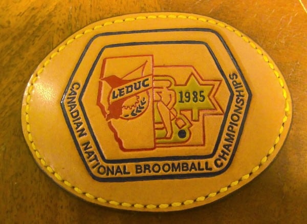 Canadian National Broomball Championships Leduc 1985 Belt Buckle for sale