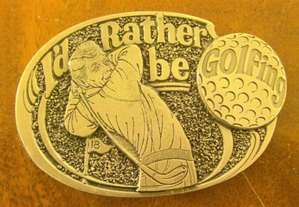 Vintage 1984 I'd Rather Be Golfing Belt Buckle for sale