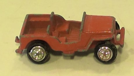 Side view of Vintage Military Jeep Miniature Diecast for sale on Hein Ventures' online store