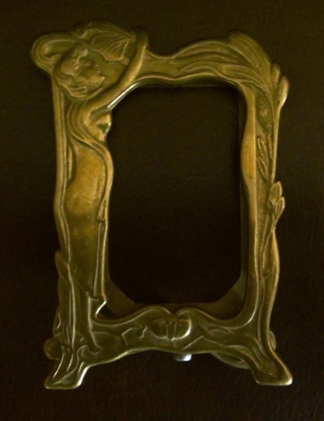 Vintage Brass Art Nouveau Mini Picture Frame for sale