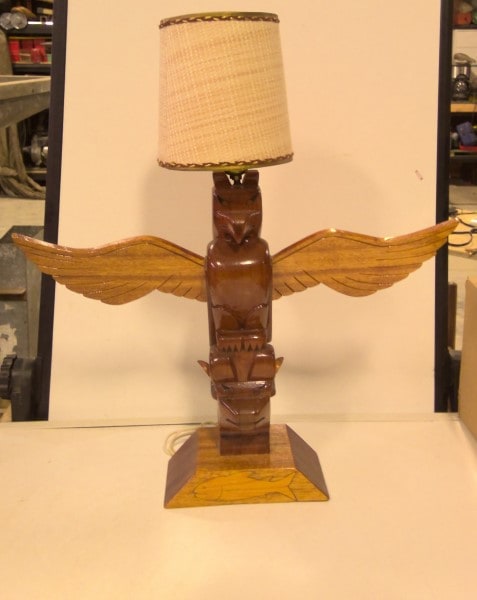 Vintage Wooden Totem Pole Lamp for sale