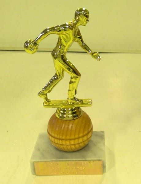 Vintage Bowling Trophy on Marble Base for sale