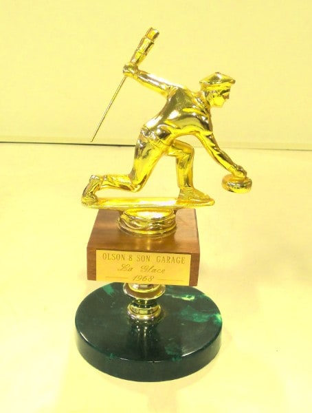 Vintage 1968 Curing Trophy on Green Base for sale