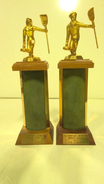 Vintage 1966 His & Hers Mixed Spiel Curling Trophies for sale