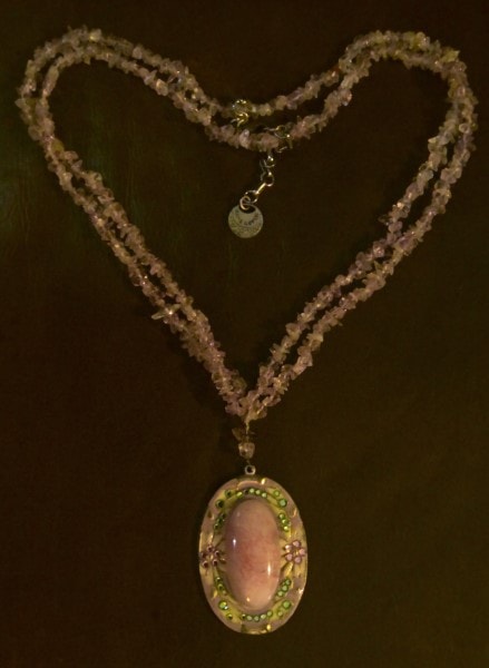 Anne Koplik Pink Stone Pendant Necklace for sale