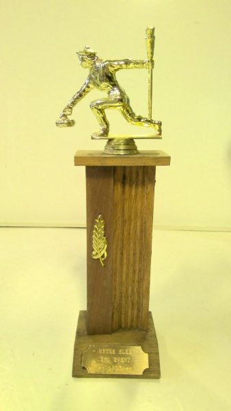 Vintage 1985 Wooden Curling Trophy - Hythe Alberta for sale